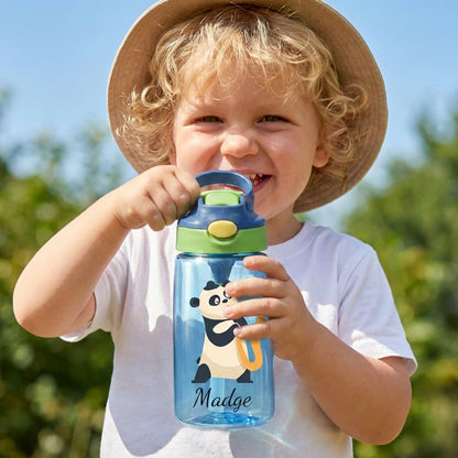 Personalized Kids Rainbow Straw Water Bottle