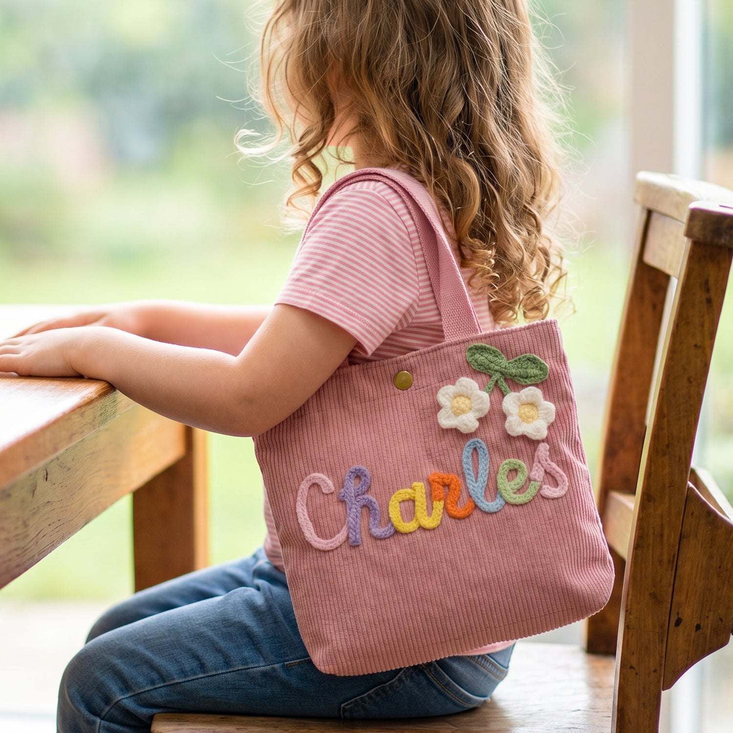 Personalized Kids Corduroy Tote Bag