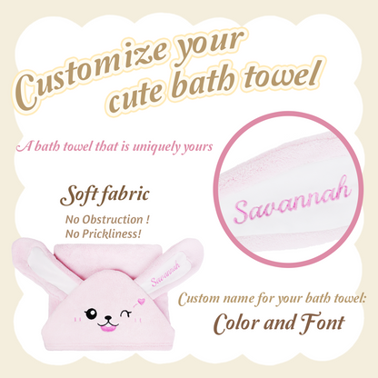 Personalized Bunny Hooded Bath Towel with Name