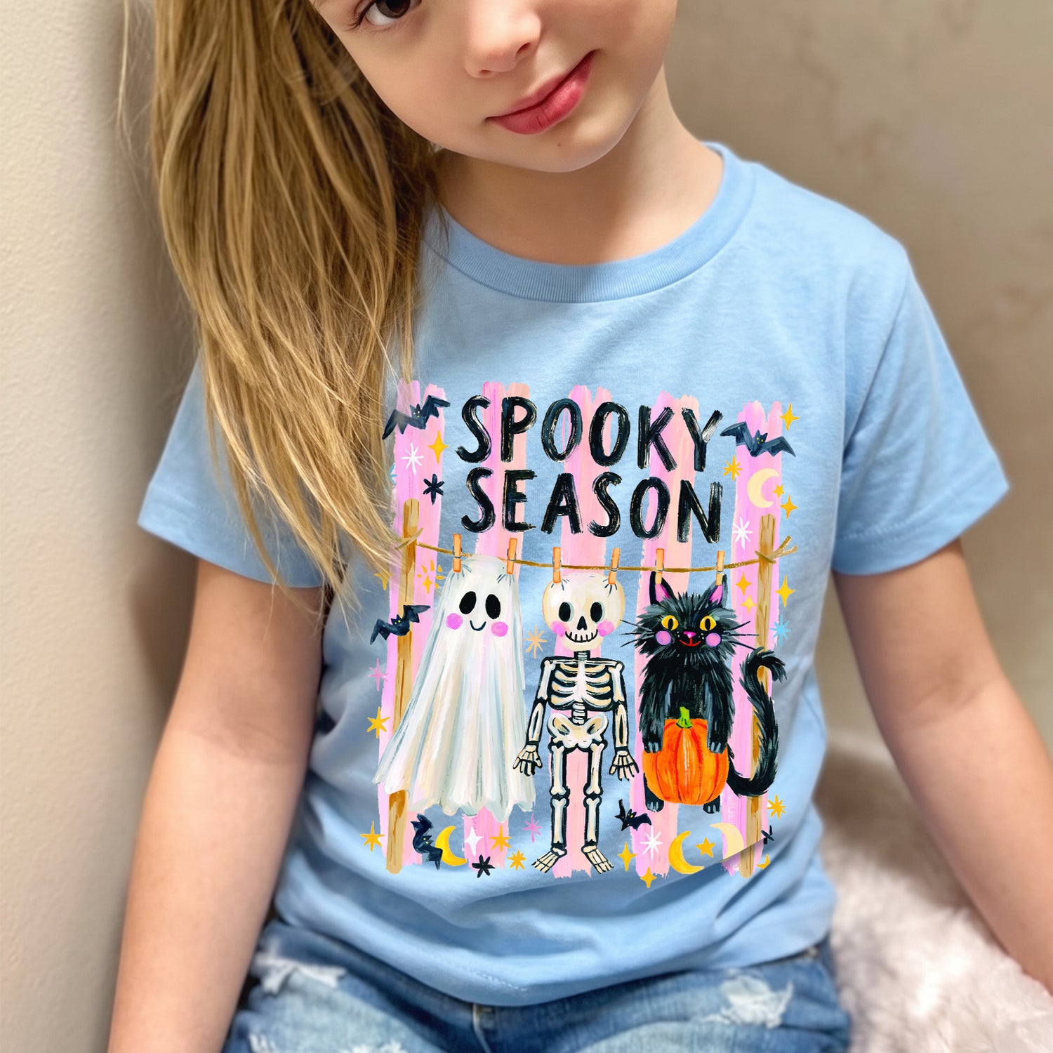 Personalized Kids Spooky Season Halloween Graphic T-Shirt