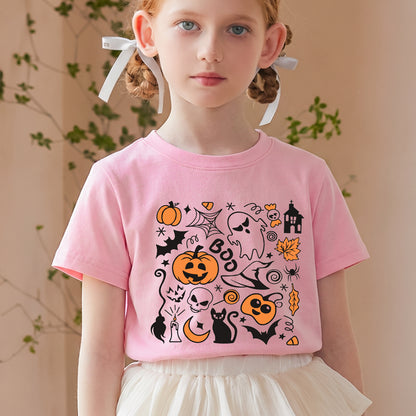 Personalized Kids Halloween Doodle Graphic T-Shirt