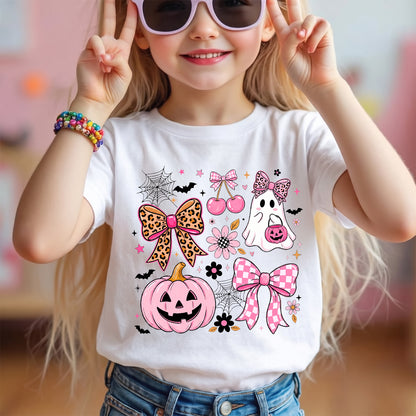 Personalized Kids Cute Halloween Bow Graphic T-Shirt