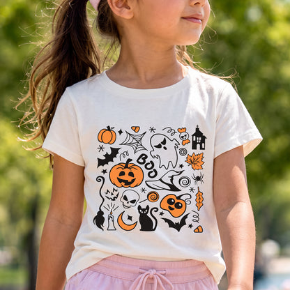 Personalized Kids Halloween Doodle Graphic T-Shirt
