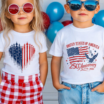 4th of July Kids Patriotic T-Shirt – America 250 Years of Freedom