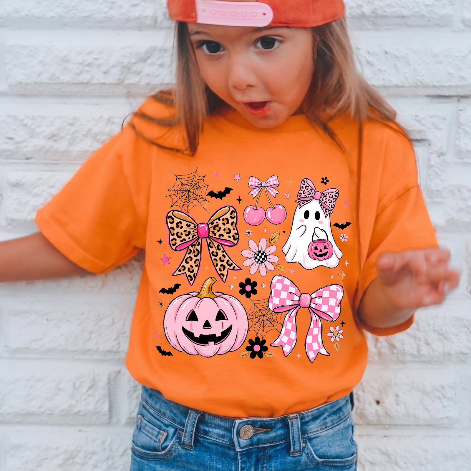 Personalized Kids Cute Halloween Bow Graphic T-Shirt