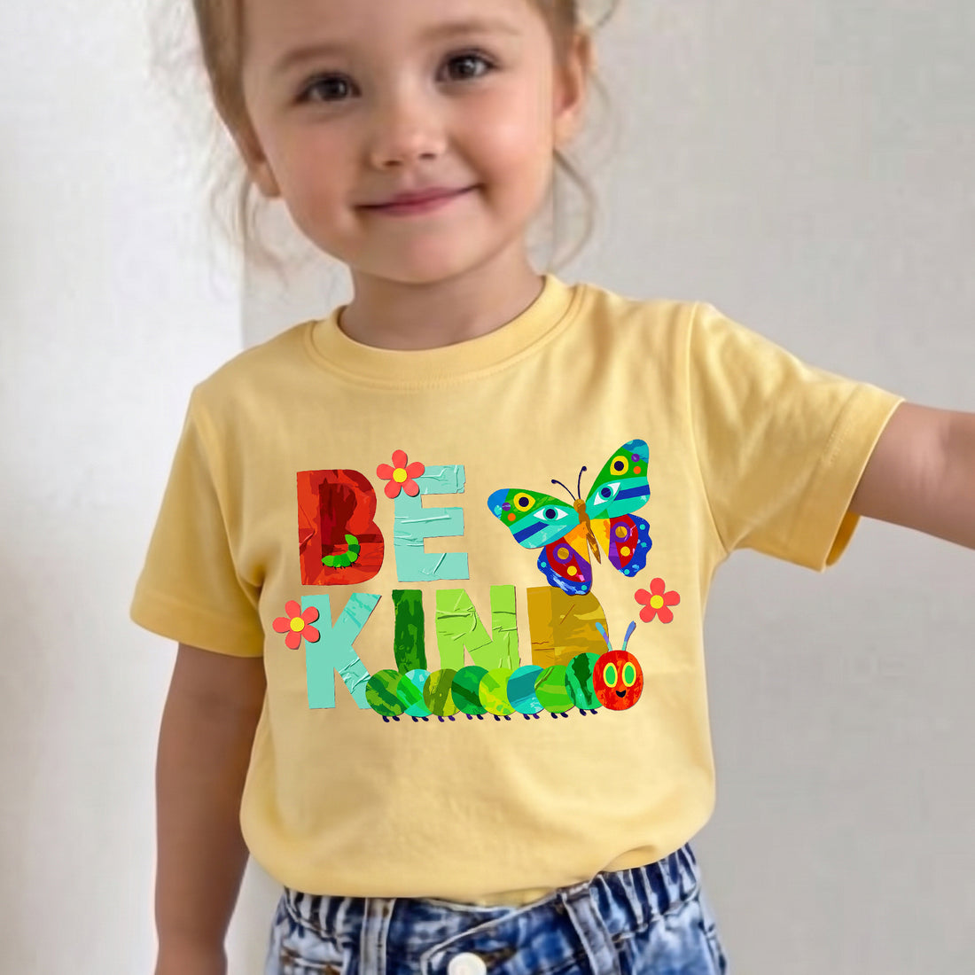 Personalized Kids Be Kind Graphic Tee Butterfly Growth Theme T-shirt