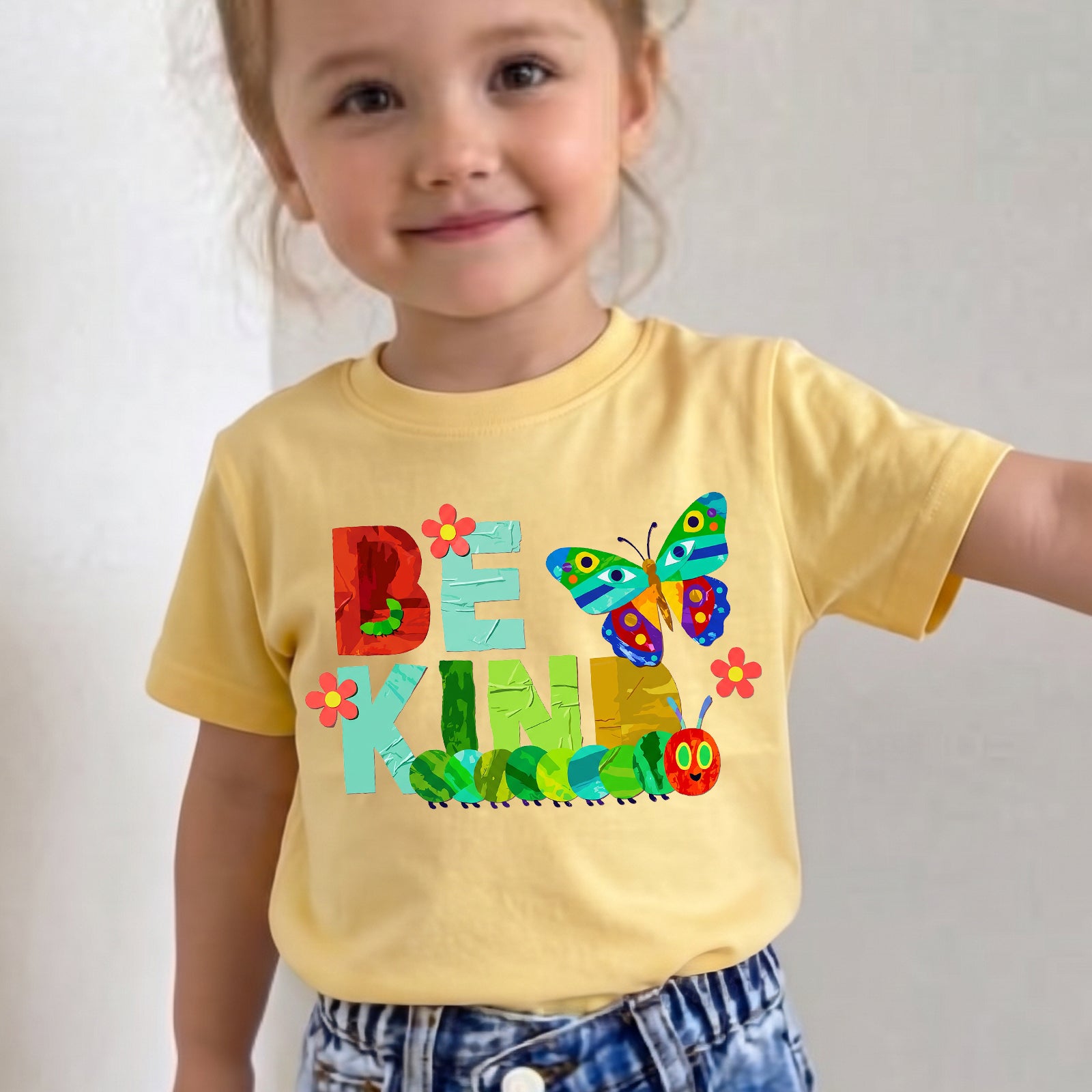 Personalized Kids Be Kind Graphic Tee Butterfly Growth Theme T-shirt