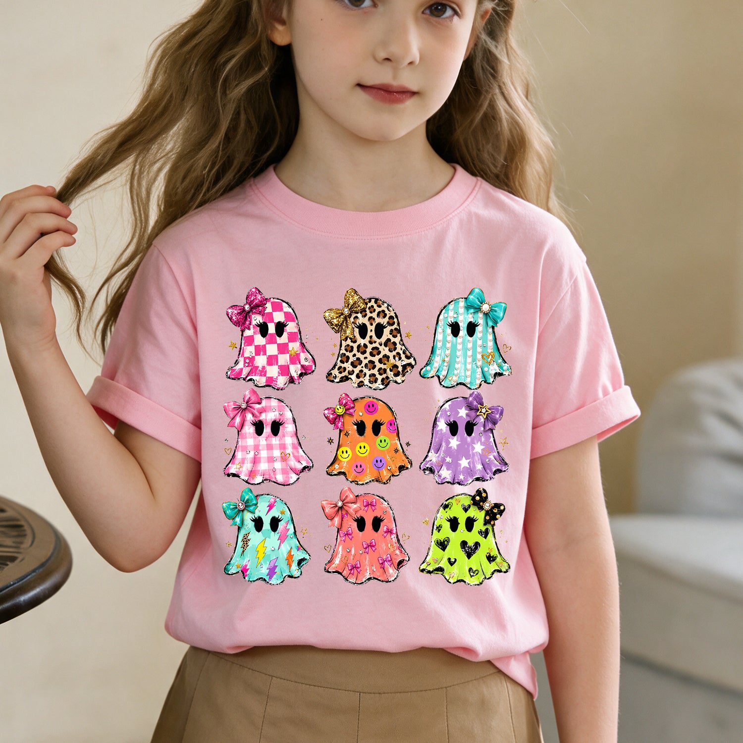 Personalized Kids Cute Ghost Halloween Graphic T-Shirt