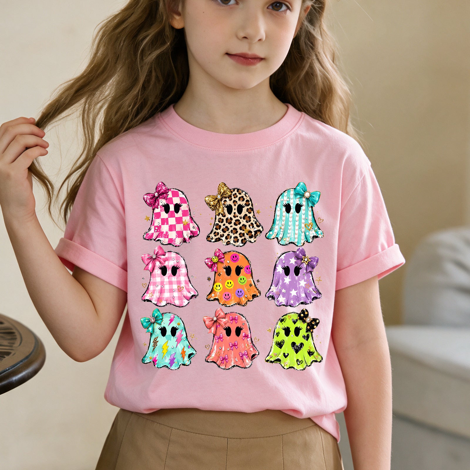 Personalized Kids Cute Ghost Halloween Graphic T-Shirt