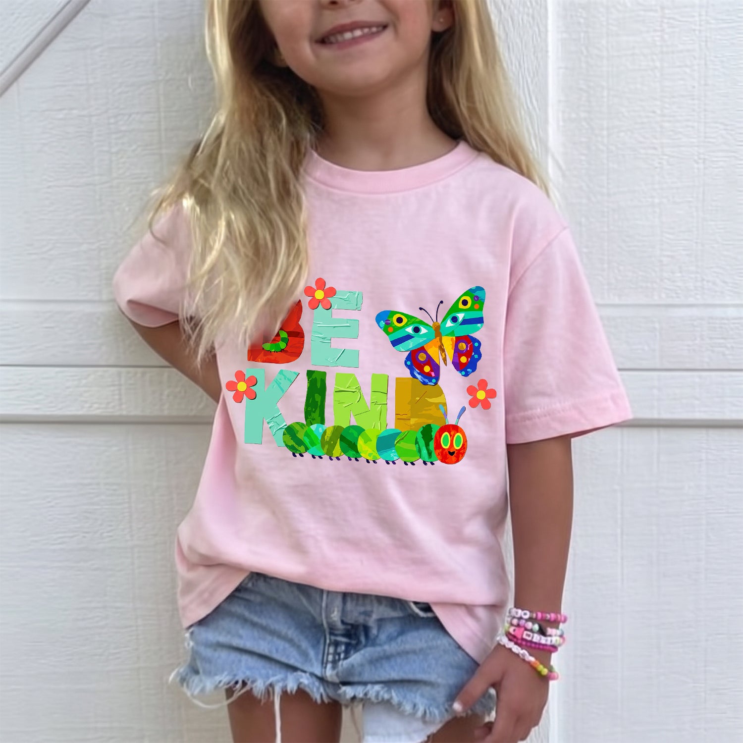 Personalized Kids Be Kind Graphic Tee Butterfly Growth Theme T-shirt