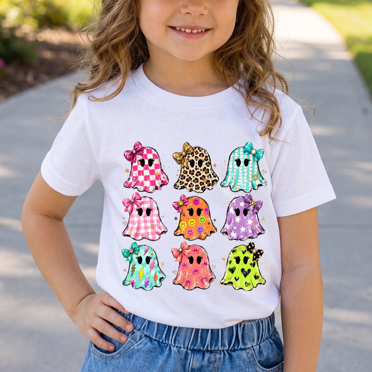 Personalized Kids Cute Ghost Halloween Graphic T-Shirt