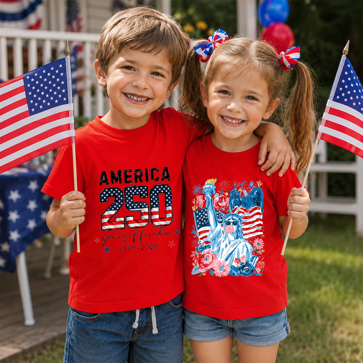 4th of July Kids Patriotic T-Shirt – America 250 Years of Freedom