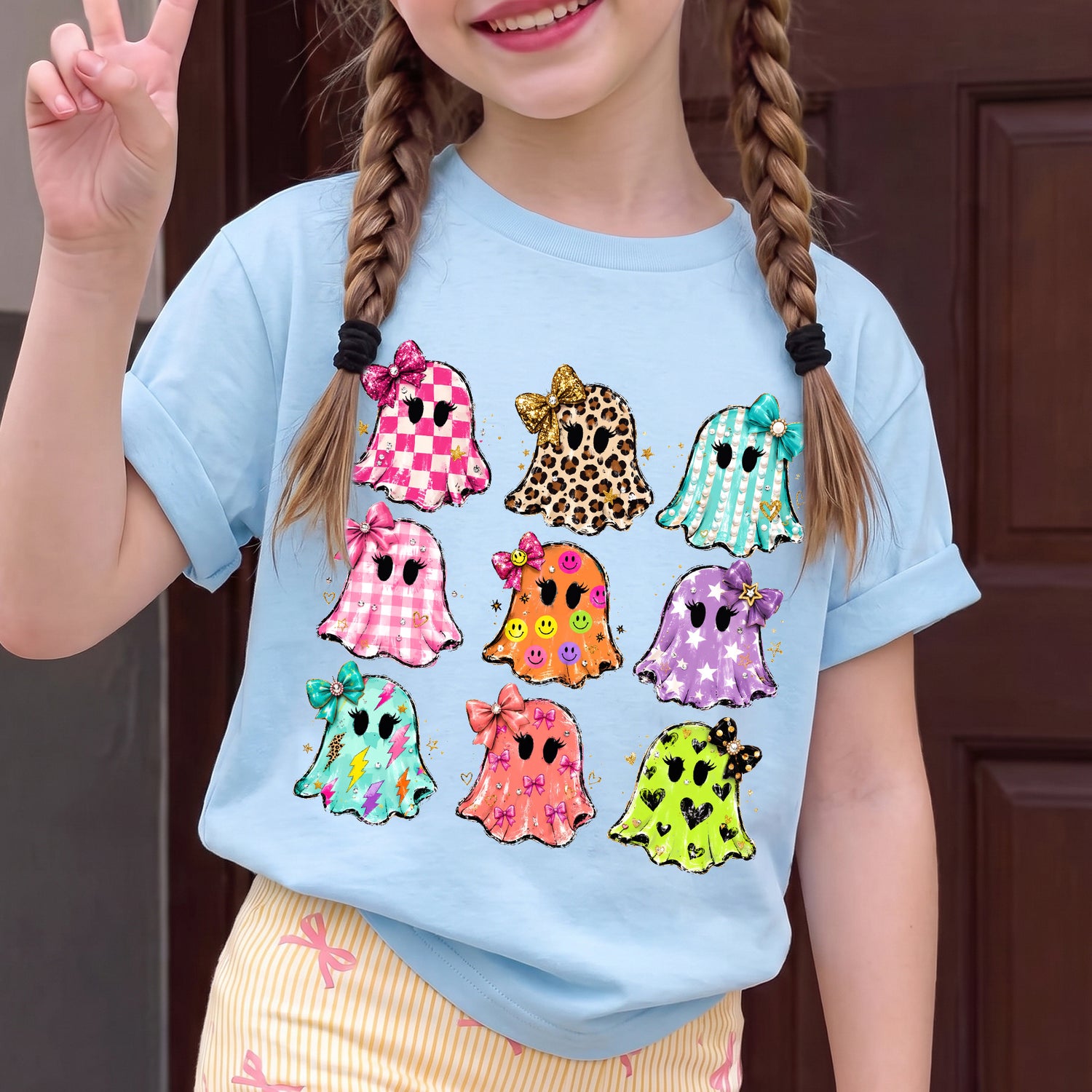 Personalized Kids Cute Ghost Halloween Graphic T-Shirt