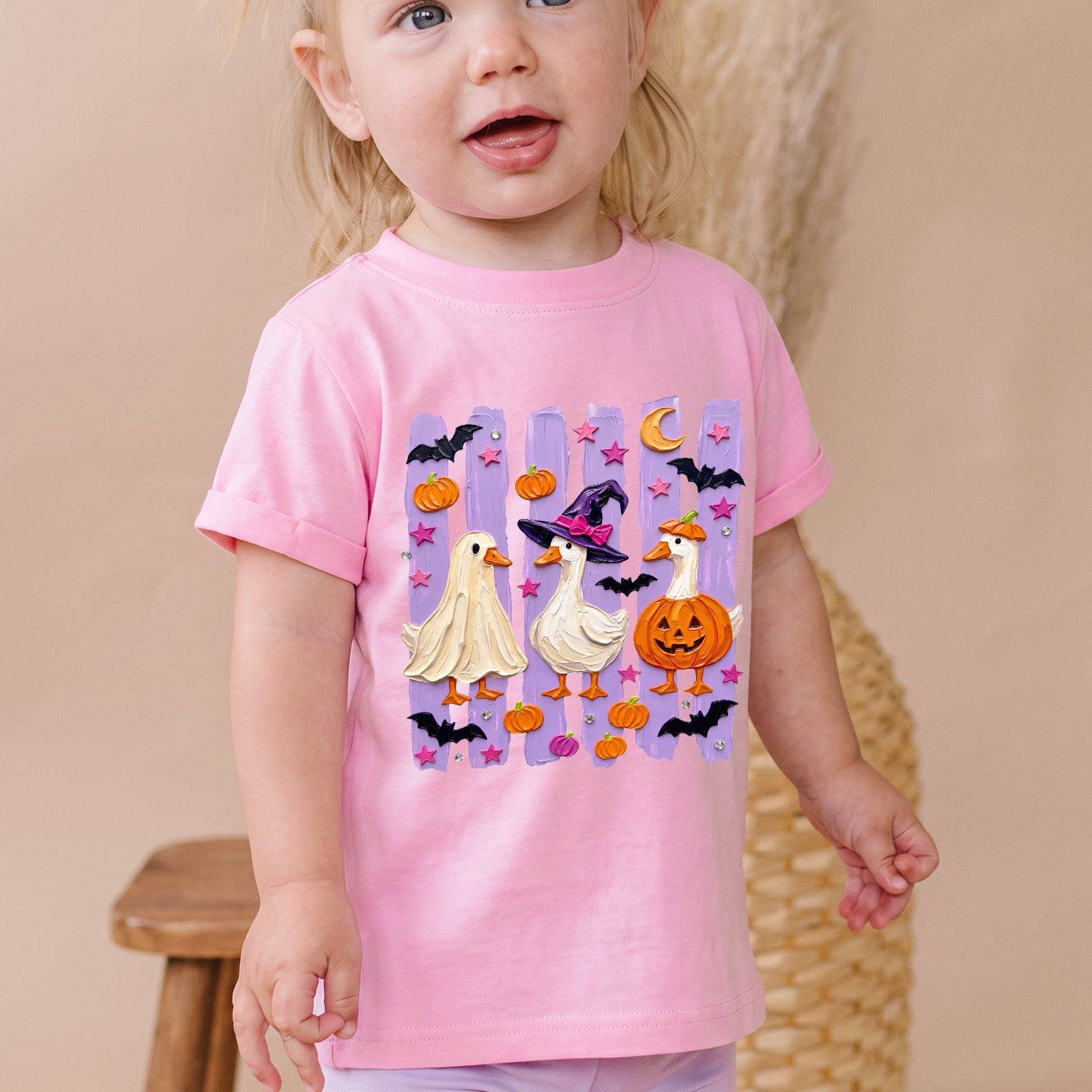 Personalized Kids Halloween Ghost Duck Graphic T-Shirt
