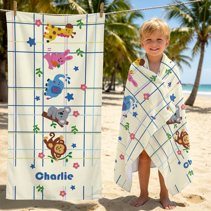 Personalized Kids’ Adorable Animal Beach Towel