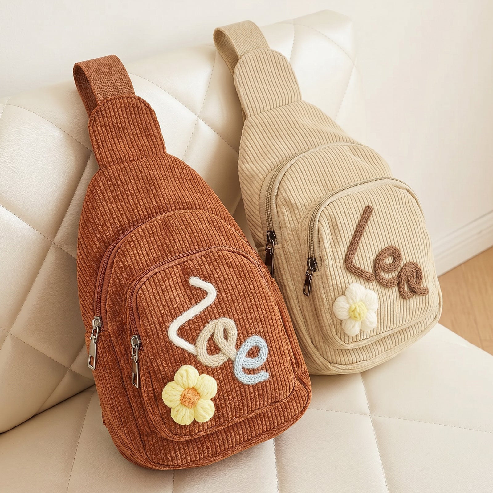 Personalized Kids Corduroy Sling Backpack