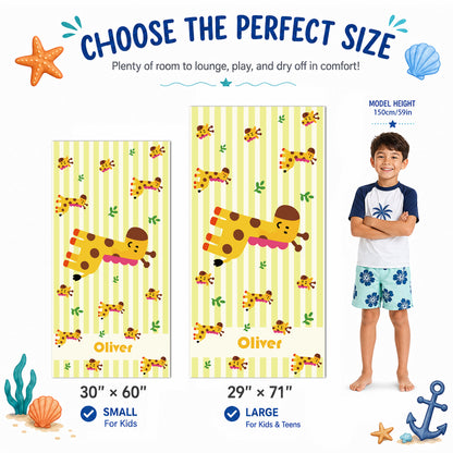 Personalized Kids’ Adorable Animal Beach Towel