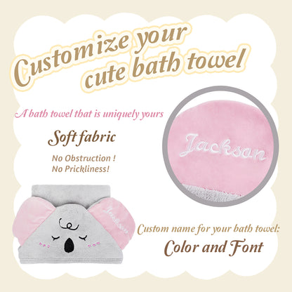 Personalized Koala Hooded Bath Towel with Name