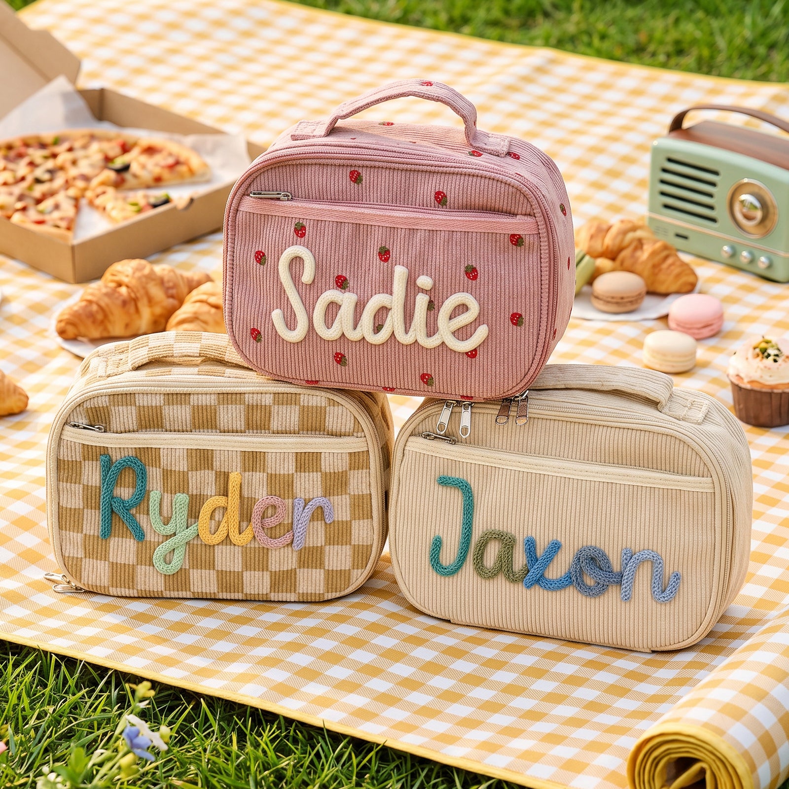 Personalized Kids Corduroy Lunch Bag