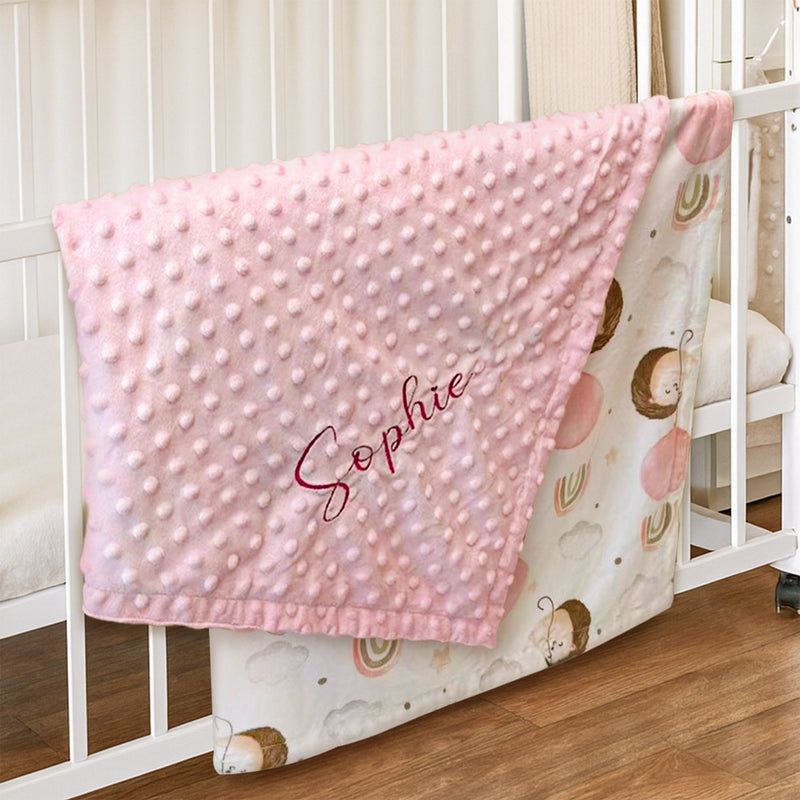 Personalized Baby Minky Dot Blanket with Name