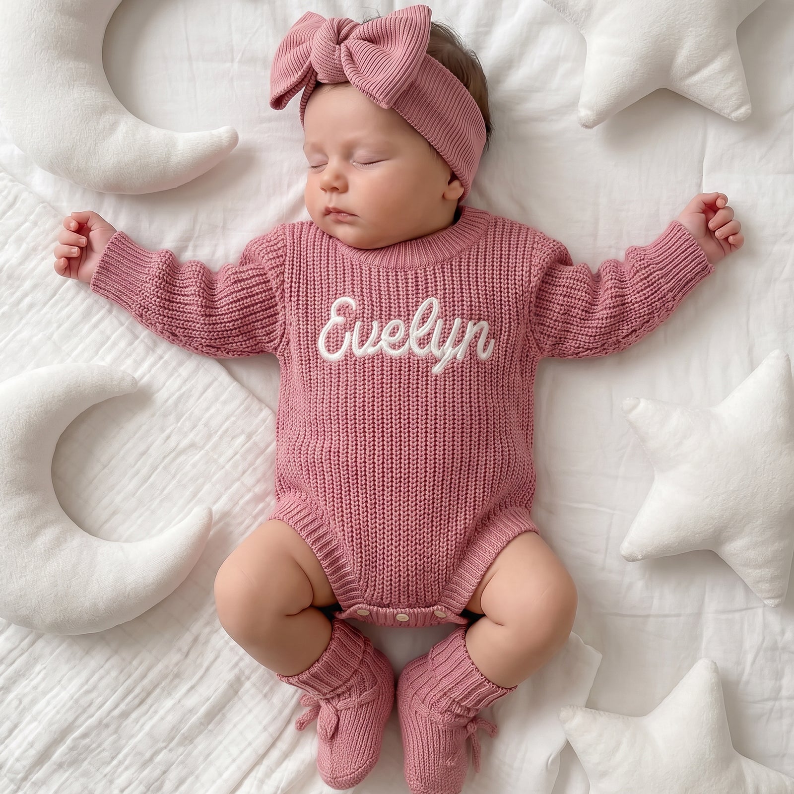 Personalized Baby Knit Name Romper Set