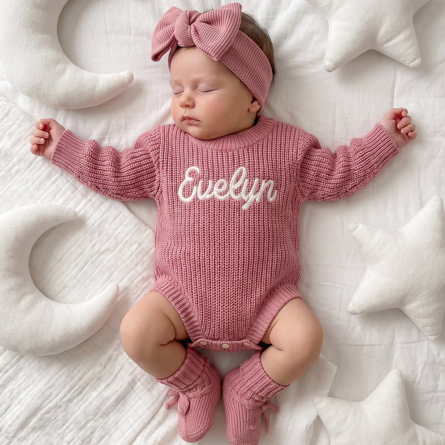 Personalized Newborn Knit Name Romper Set