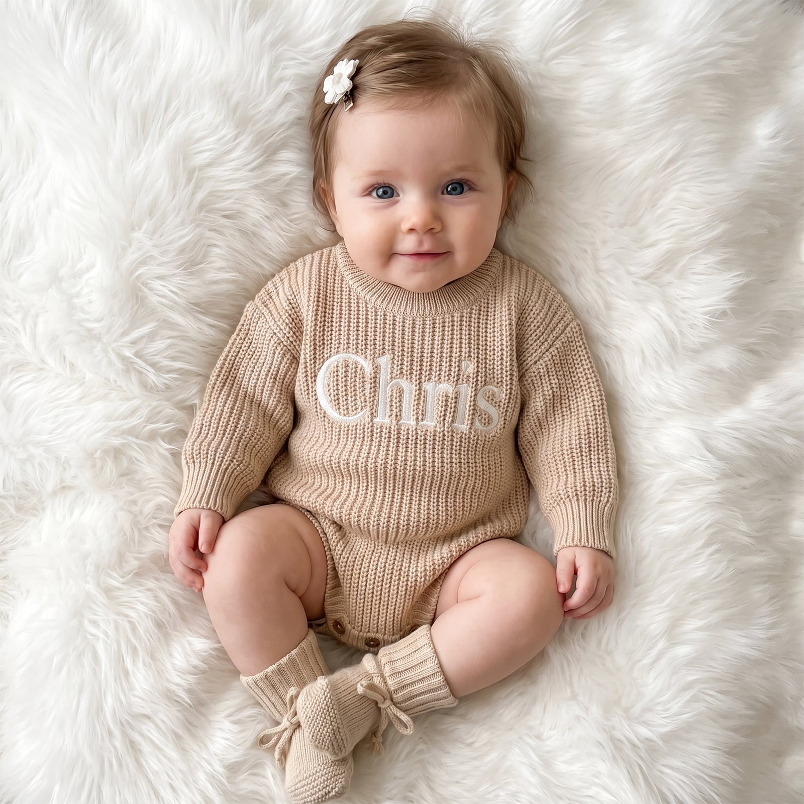 Personalized Newborn Knit Name Romper Set