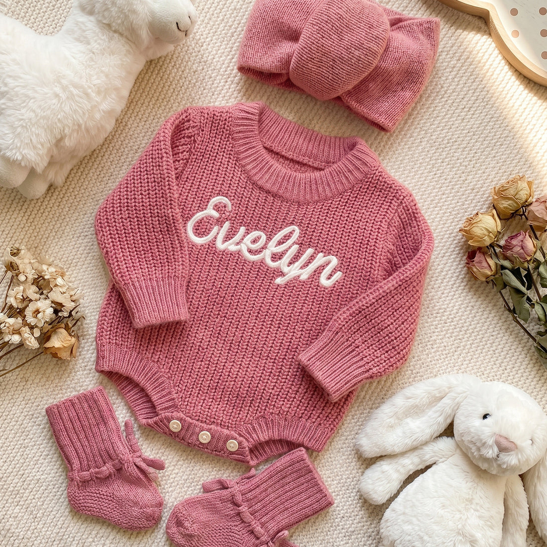 Personalized Baby Knit Name Romper Set