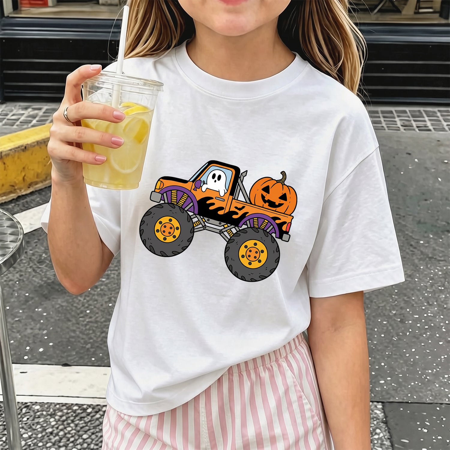 Personalized Kids Monster Truck Halloween Graphic T-Shirt