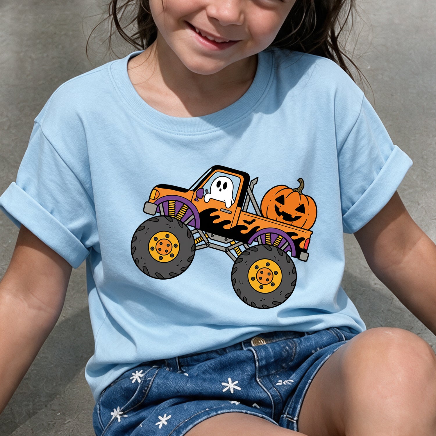 Personalized Kids Monster Truck Halloween Graphic T-Shirt
