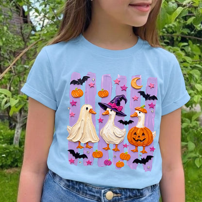 Personalized Kids Halloween Ghost Duck Graphic T-Shirt