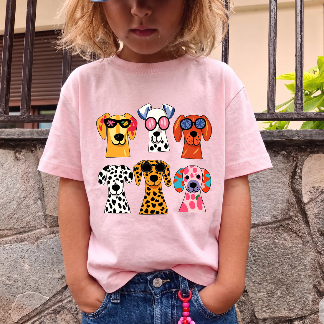 Personalized Kids Cute Dog Graphic Tee Colorful Puppy T-shirt