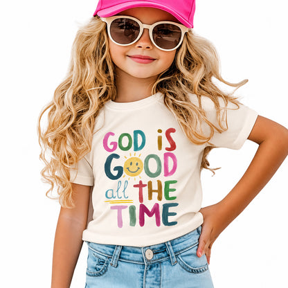 God Is Good All The Time Kids Inspirational Faith T-Shirt