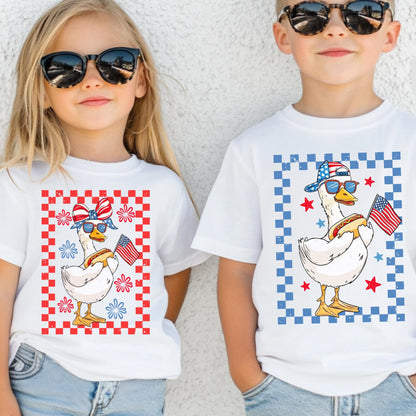 4th of July Patriotic Hot Dog Duck Graphic T-Shirt