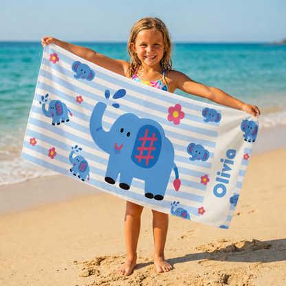 Personalized Kids’ Adorable Animal Beach Towel
