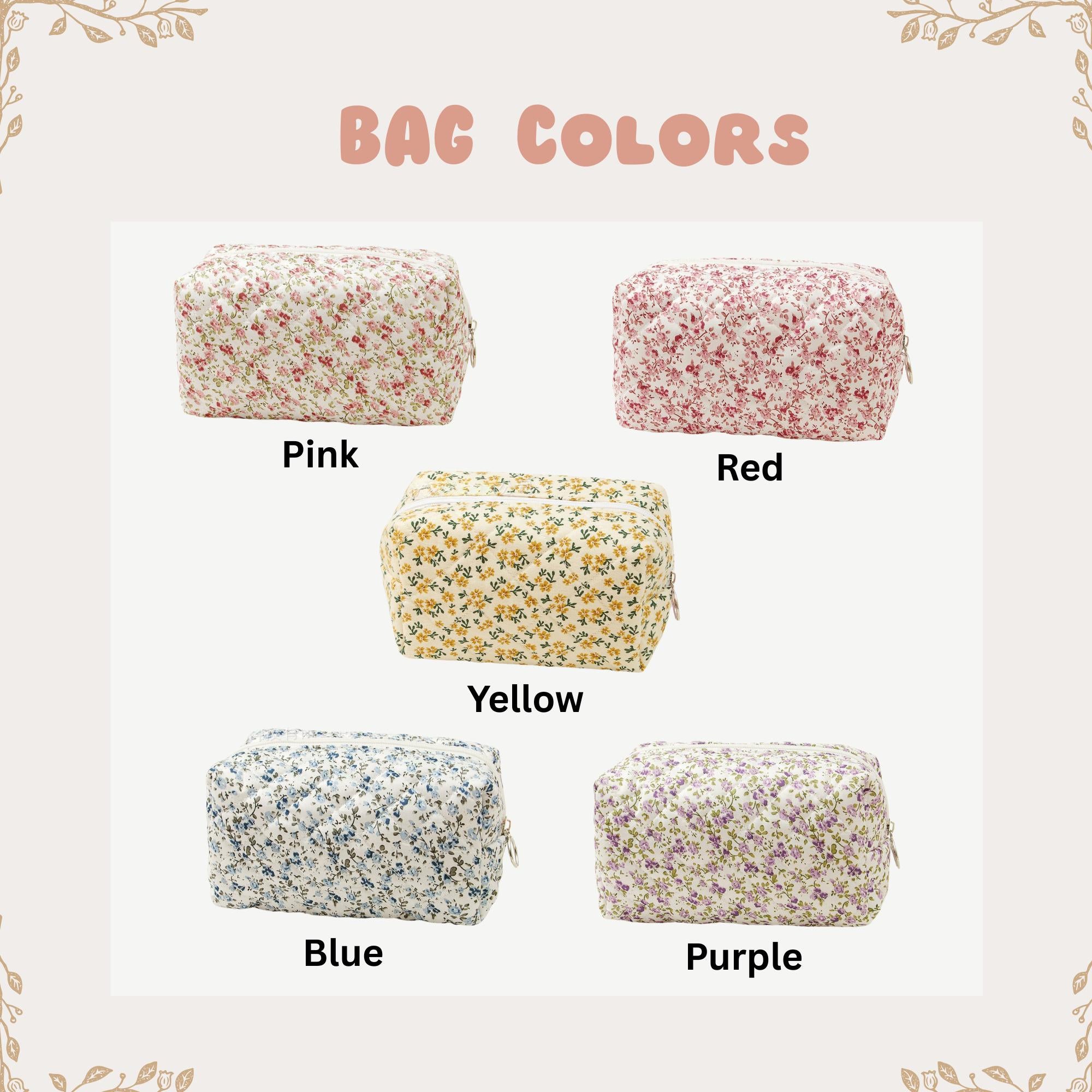 Personalized Kids Floral Quilted Storage Pouch