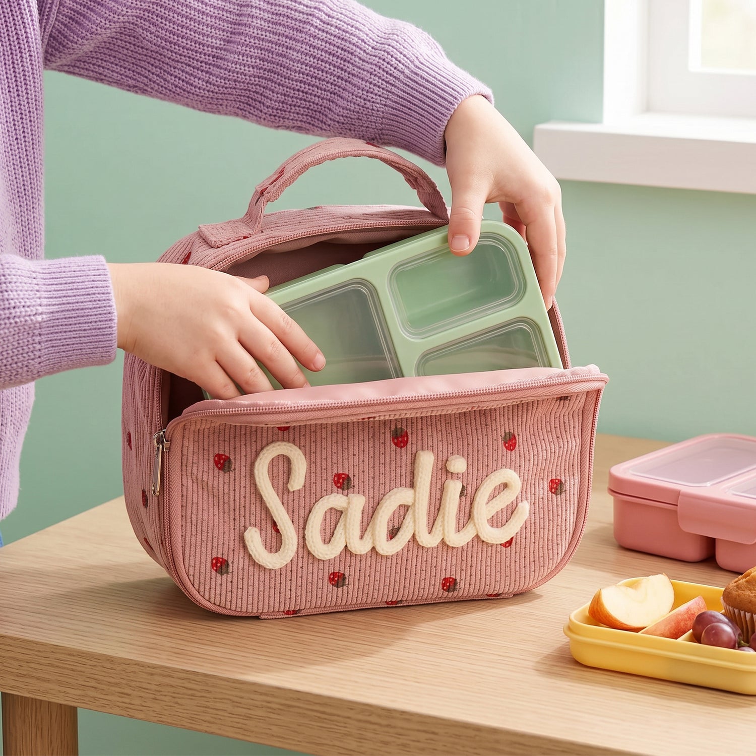 Personalized Kids Corduroy Lunch Bag