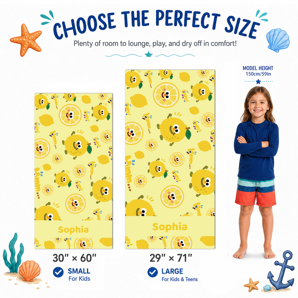 Personalized Kids’ Colorful Fruit Beach Towel