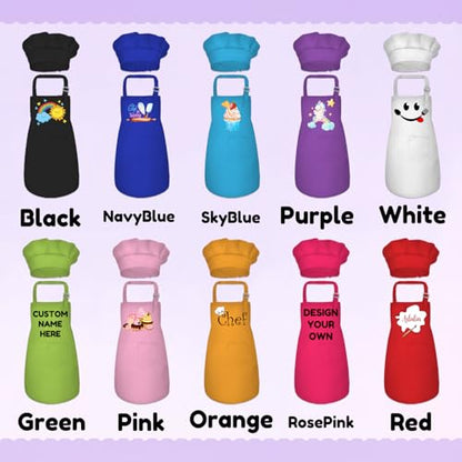 Personalized Kids Cooking Apron and Chef Hat Set - Sokidsun