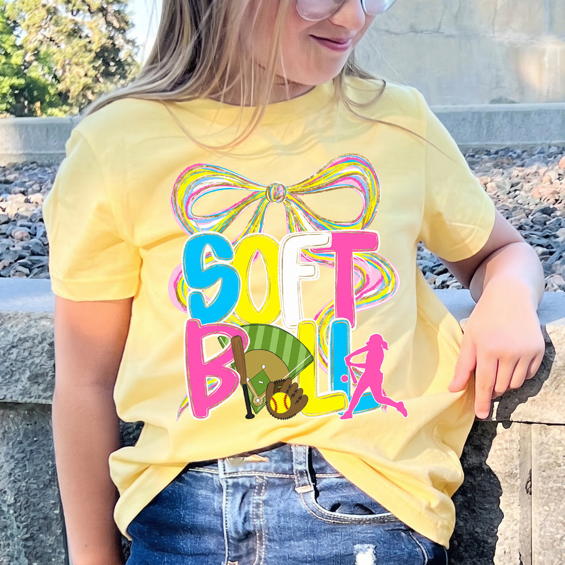 Personalized Girls Softball Graphic T-shirt