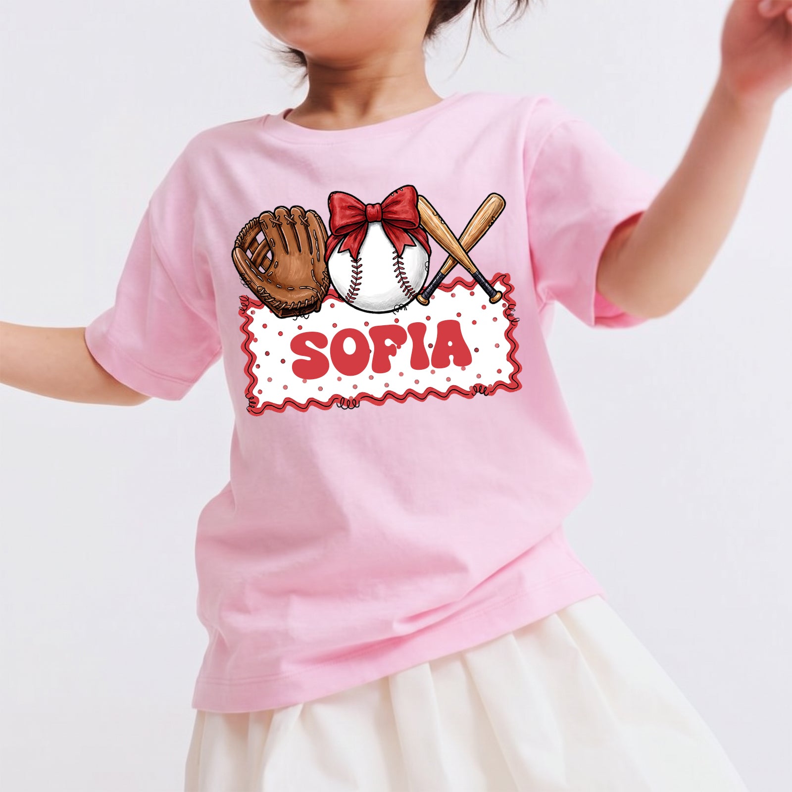 Personalized Girls Baseball T-shirt with Custom Name
