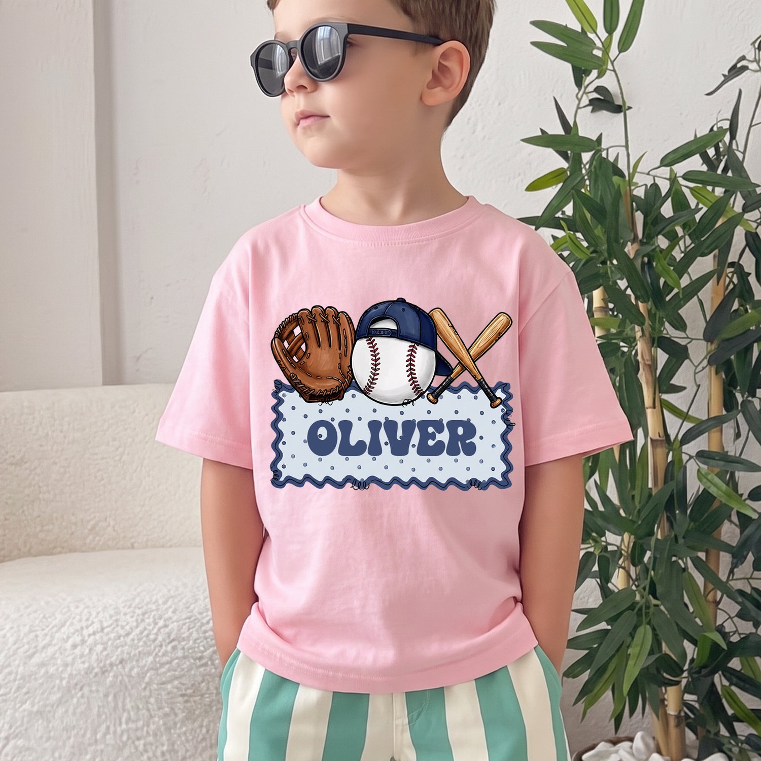 Personalized Boys Baseball T-shirt with Custom Name