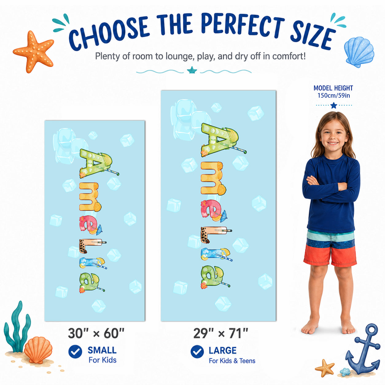 Personalized Kids’ Refreshing Drink Name Beach Towel