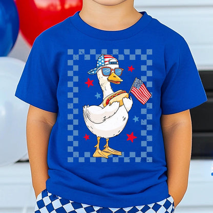 4th of July Patriotic Hot Dog Duck Graphic T-Shirt