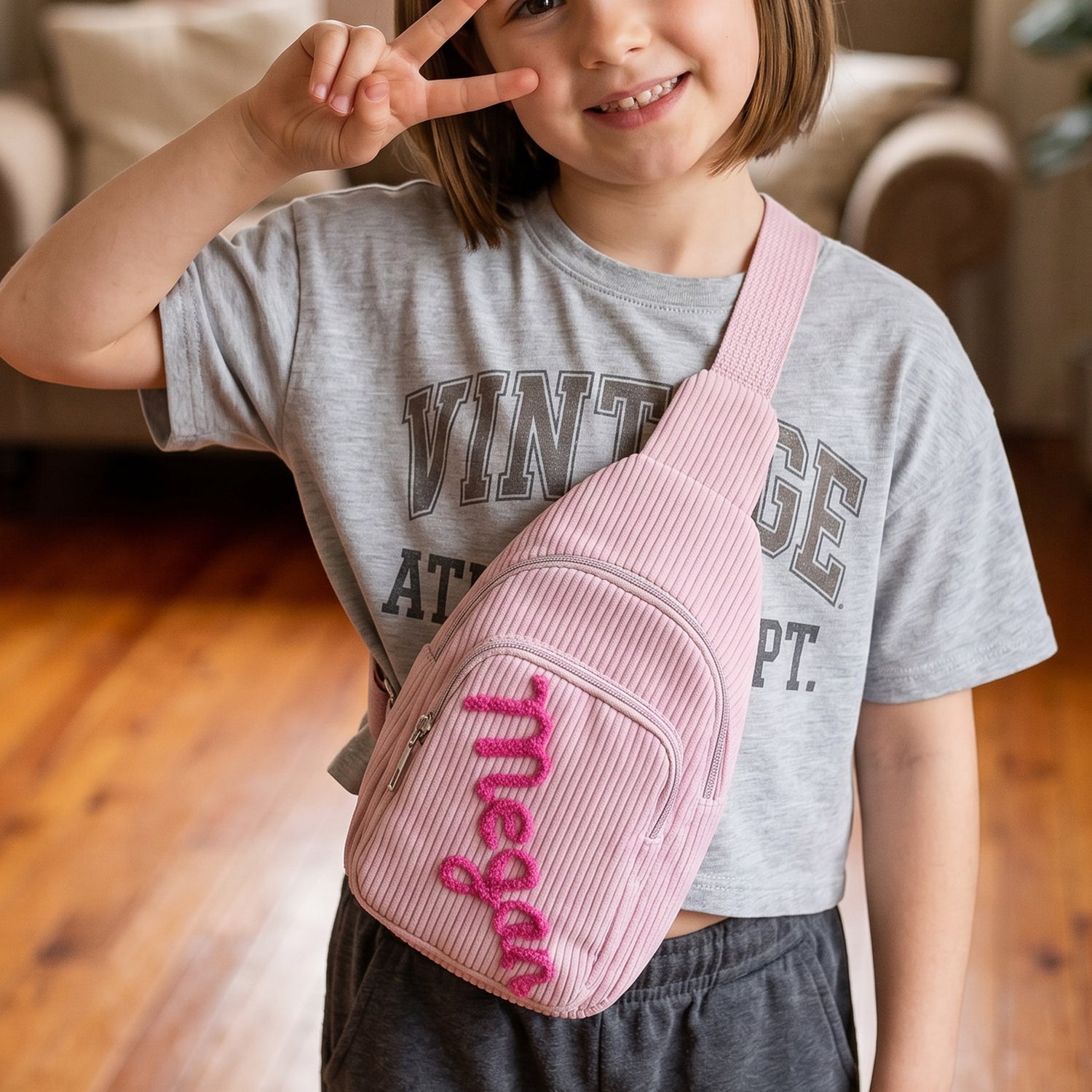 Personalized Kids Corduroy Sling Backpack