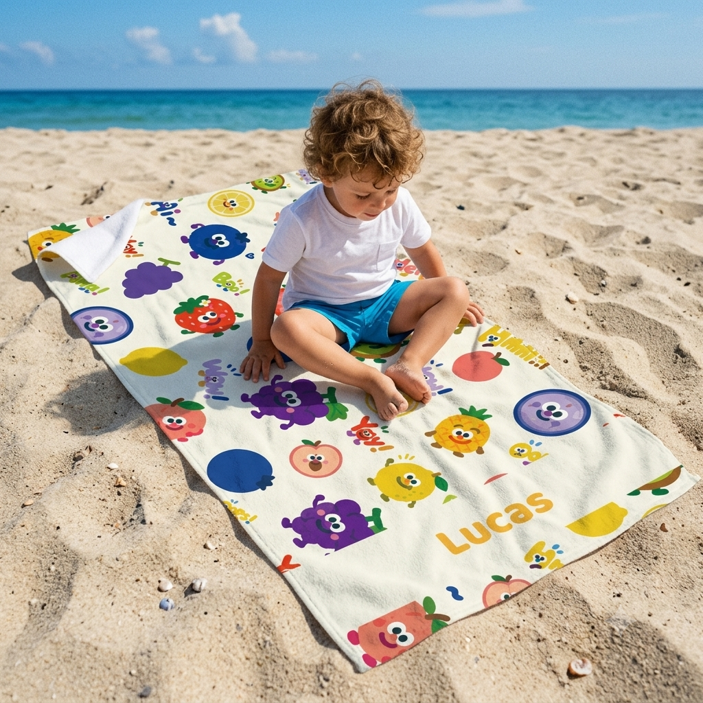 Personalized Kids’ Colorful Fruit Beach Towel