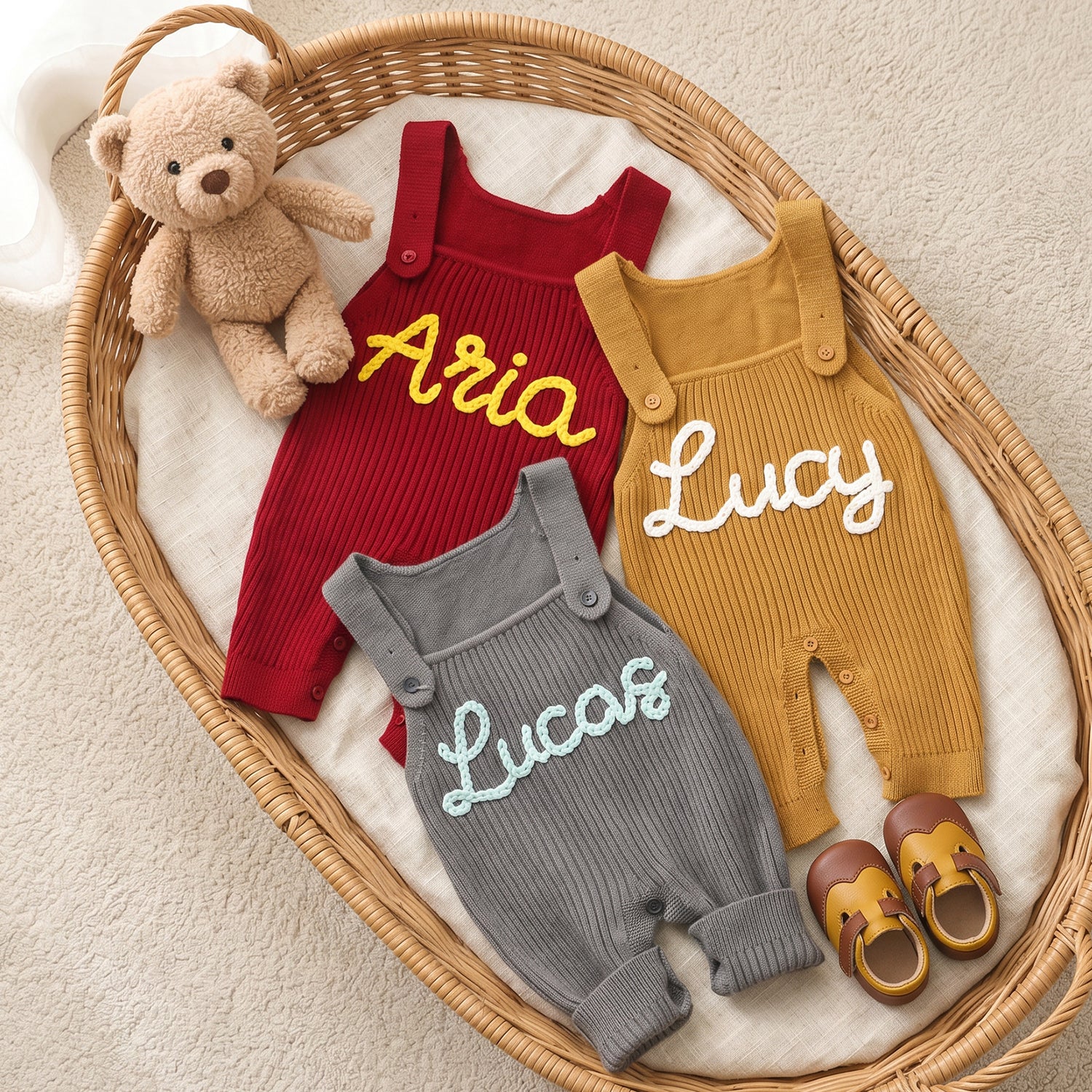 Personalized Baby Knit Dungaree Romper