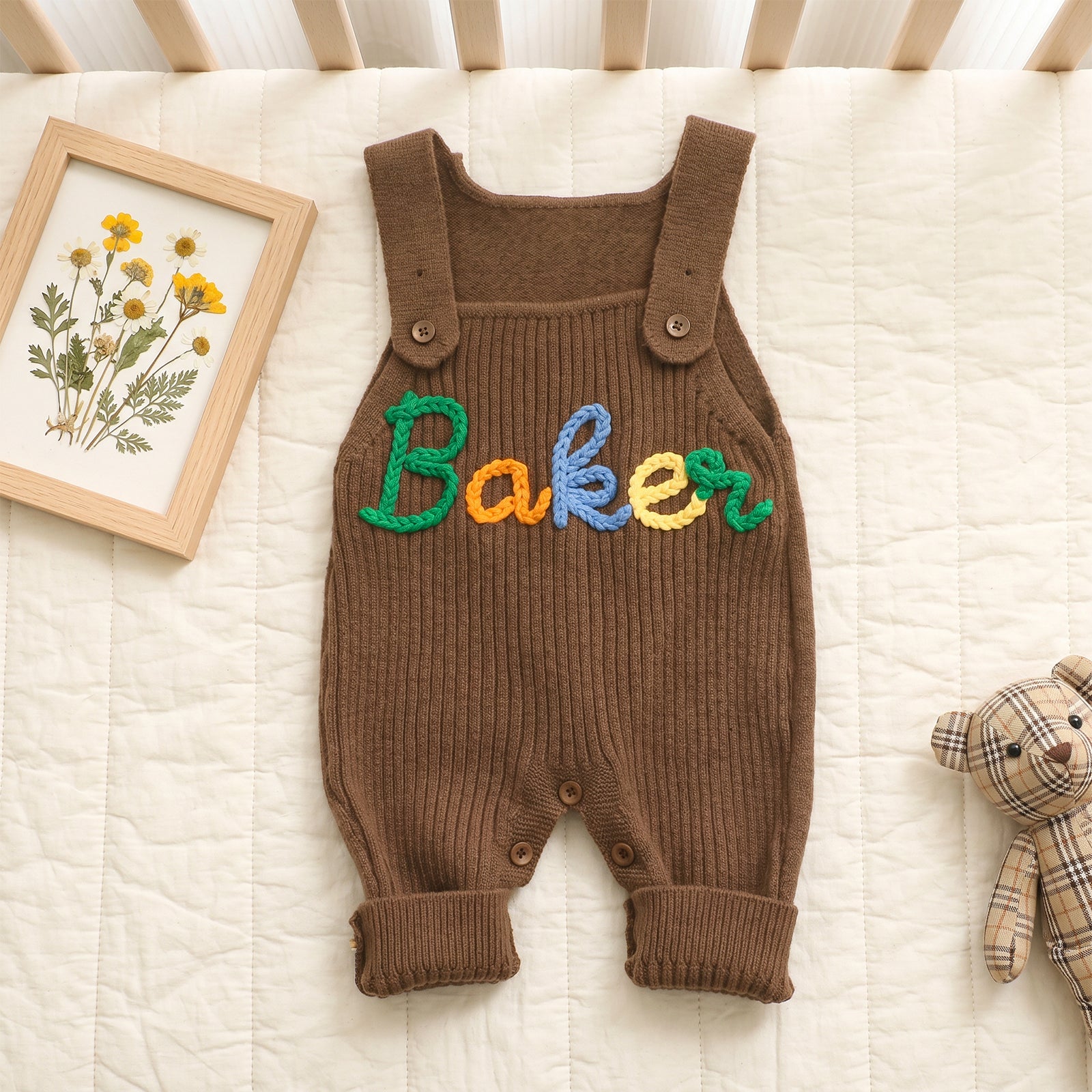 Personalized Baby Knit Dungaree Romper
