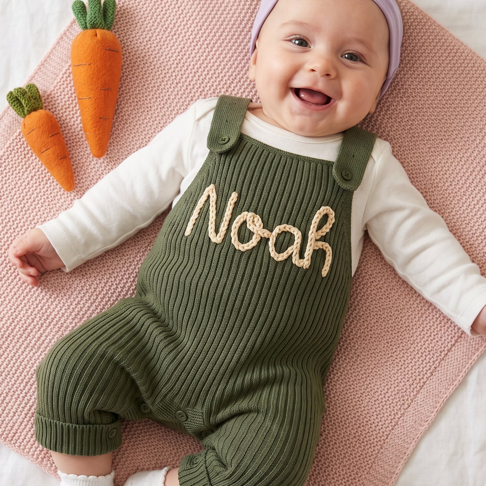 Personalized Baby Knit Dungaree Romper