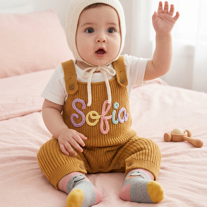Personalized Baby Knit Dungaree Romper